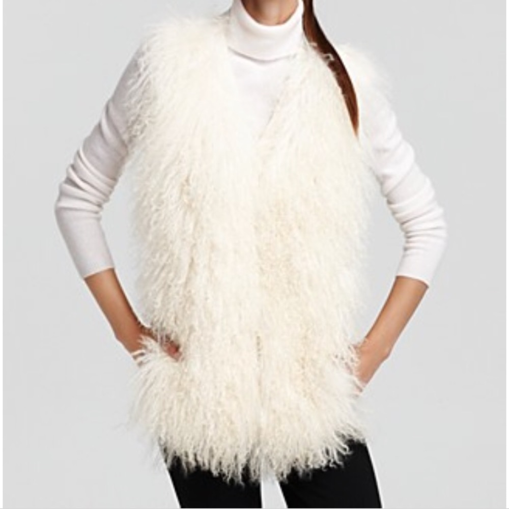 Rachel Roy faux Mongolian Lamb Vest with pockets!